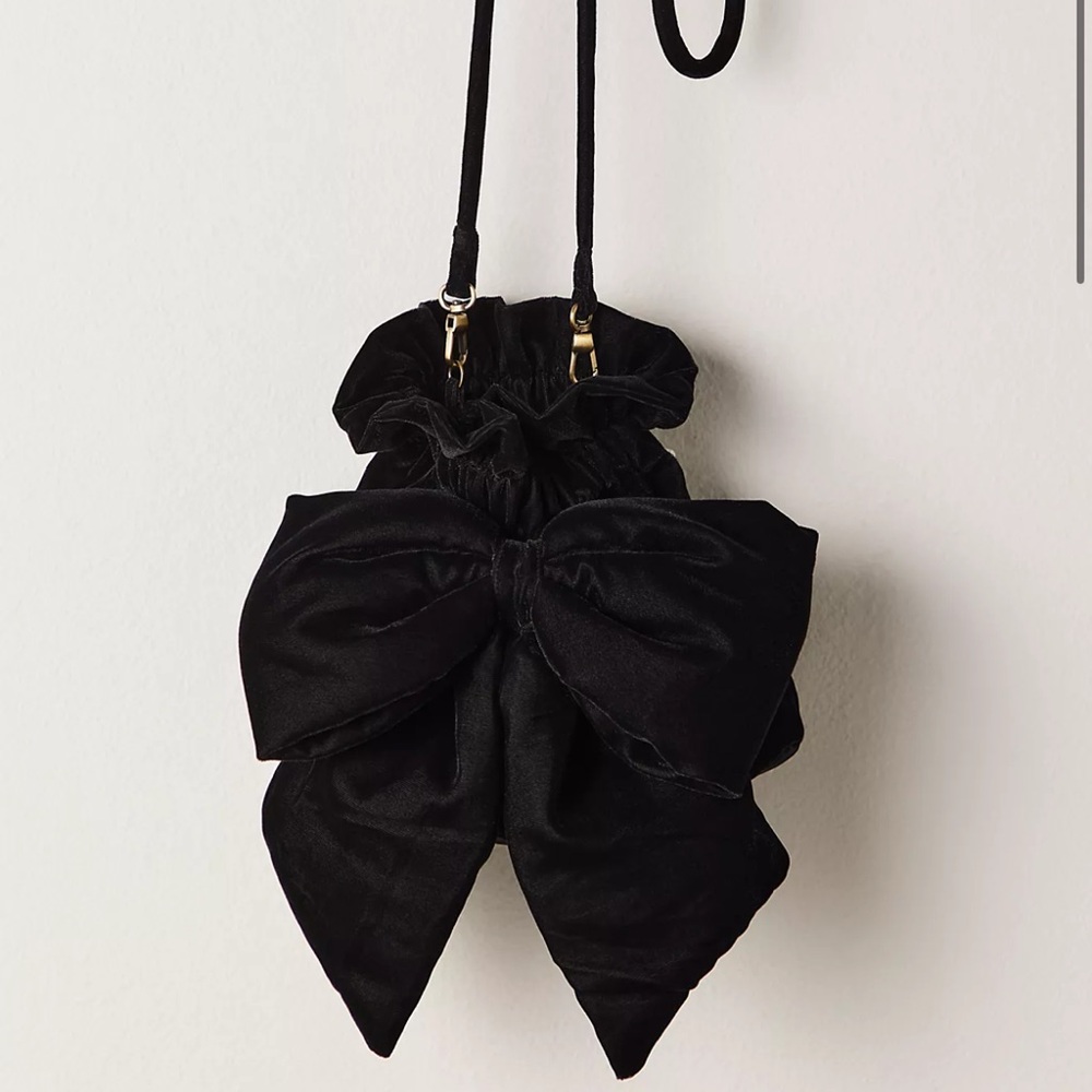 Free People velvet Elegant Black Bow Handbag